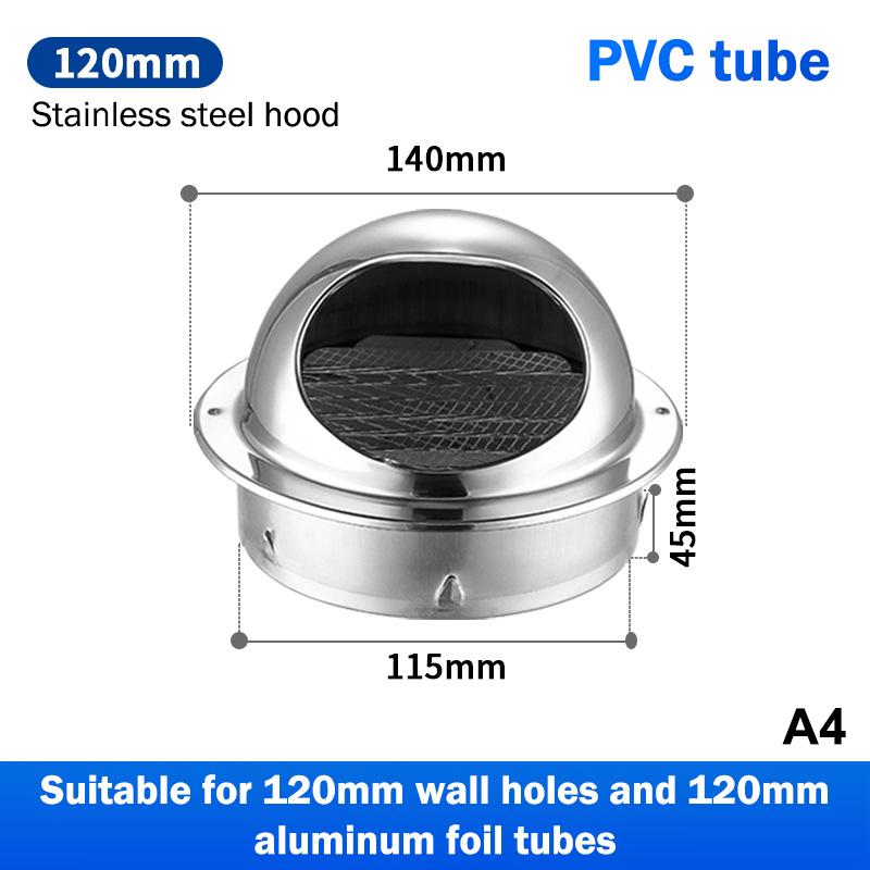 Wall Mount Exhaust Vent Cover 304  for 60mm 150mm Pipe Durable Outdoor Air Grille for Kitchen Workshop