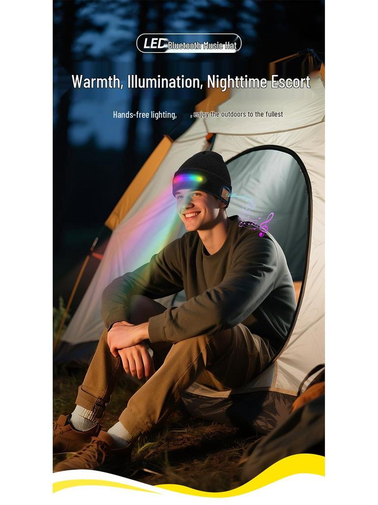 Svítící LED Bluetooth hudební klobouk s bezdrátovými sluchátky