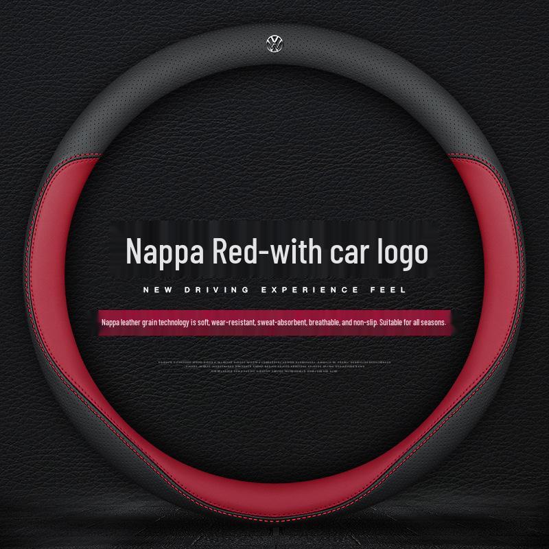 VW Steering Wheel Covers Compatible with Lavida, Sagitar, T-Roc, Polo, Tayron X, Magotan, Tiguan L, Bora, Lamando - Fits New & Old Models.