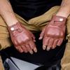 Vintage Riding Protective Gloves Anti-Slip Half Finger Gloves  Motorcycle Equipment Accessories