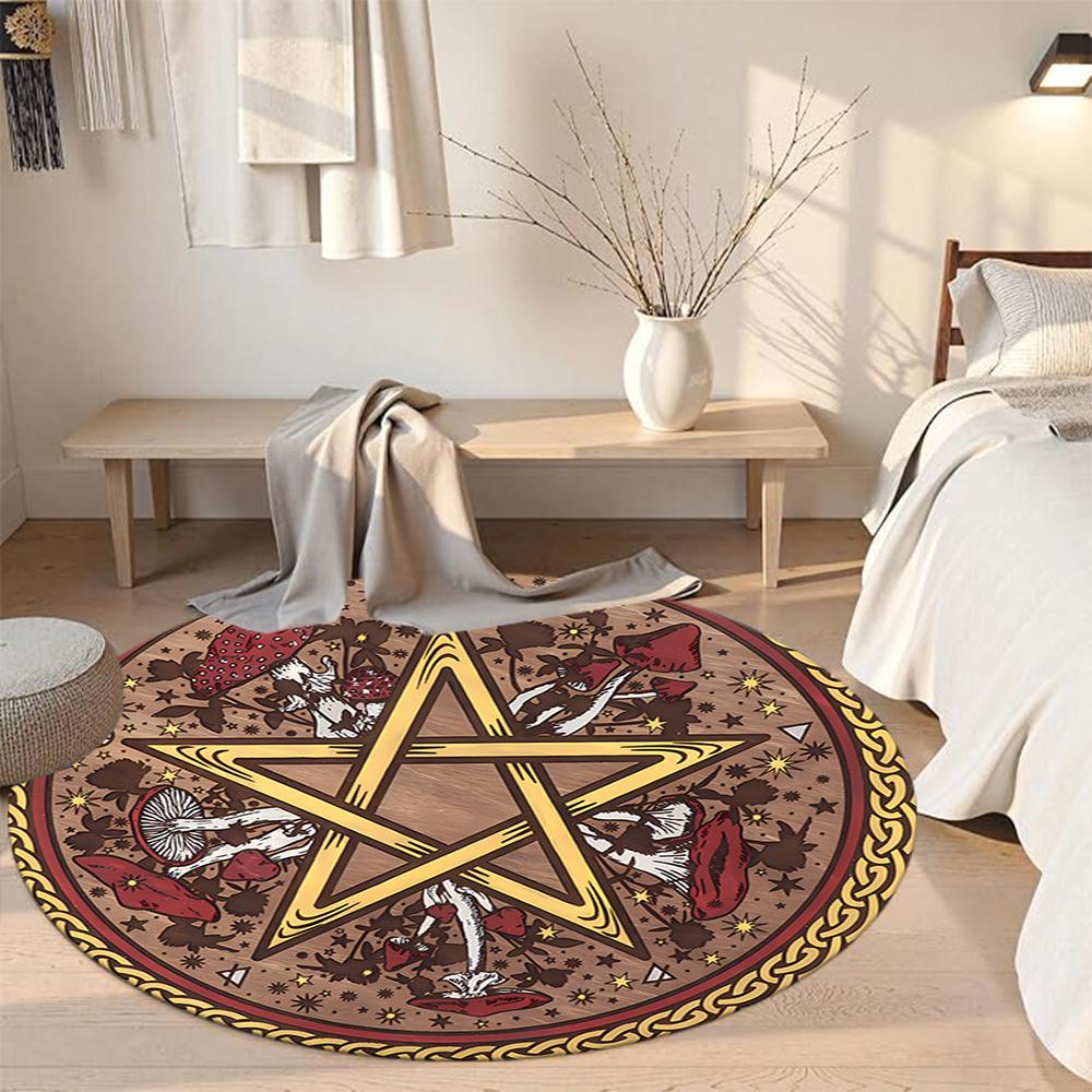 Magic Pentagram Round Floor Mat Perfect for Study Room Balcony Bedrooms Dormitory Antislip Round Carpet Decorate Offices Gift for Festivals