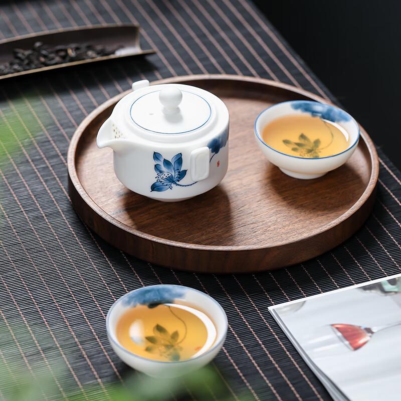 MULTIPOTENT Mutton-Fat Jade Portable Ceramic Travel Tea Set