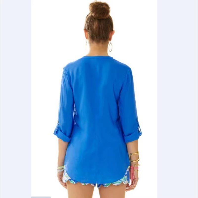Pure Original Lilly P Shirt Women's Sexy V-neck Loose Exquisite Thin Top Dual-Use Sleeve Plaid Work Clothing