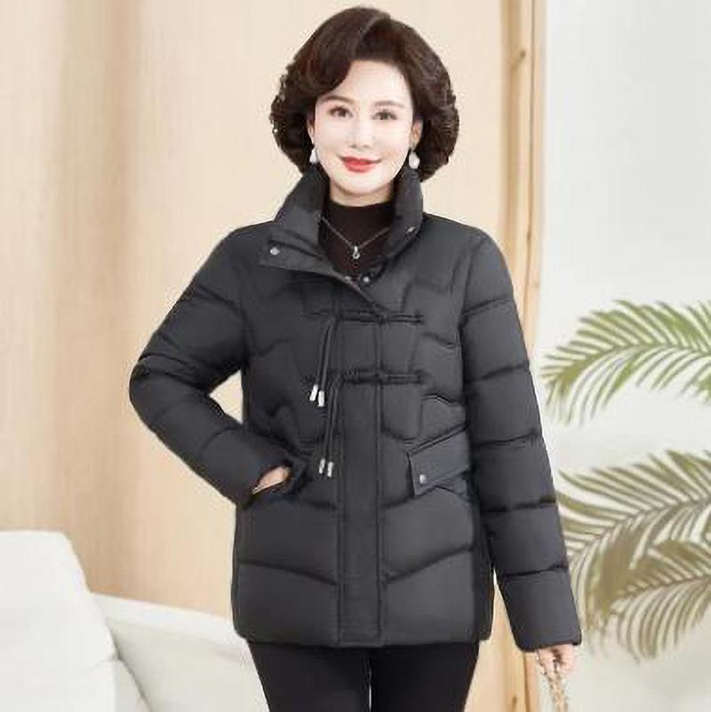 

Winter Clothes Middle Aged Elderly Down Padded Buckle Mother Padded Jacket Thick Padded Jackets Warm L чёрный