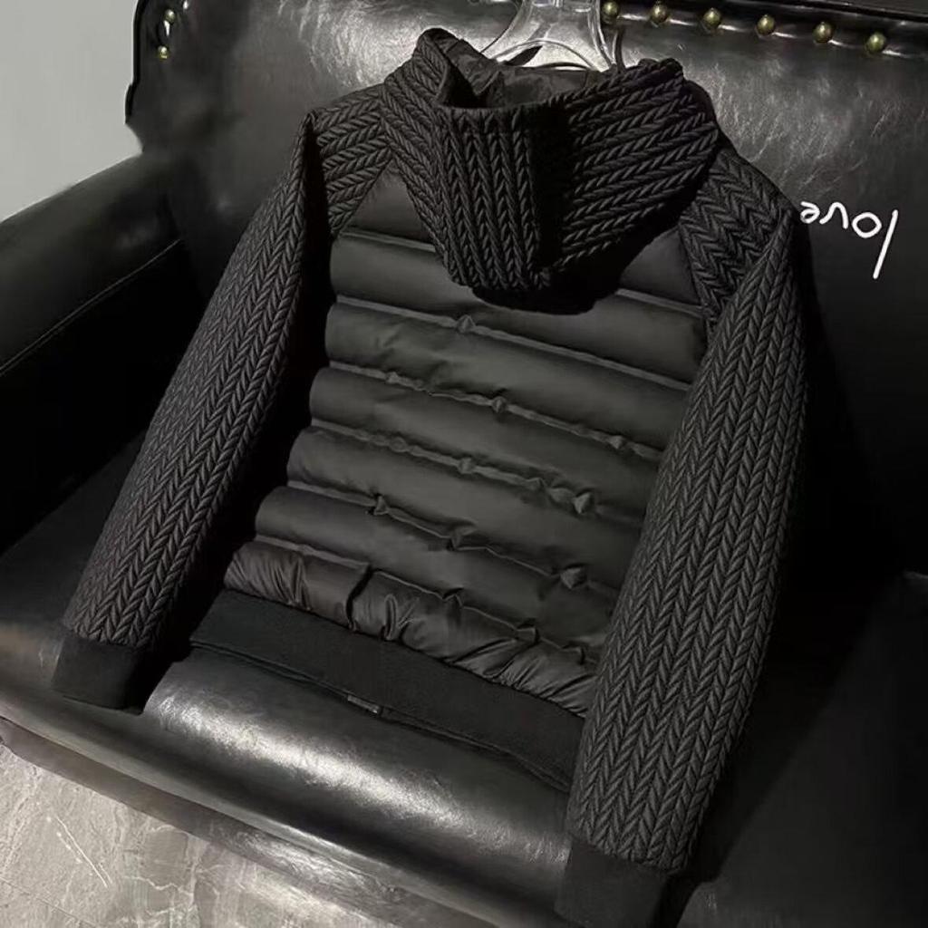 Trendy Men's Winter Cotton Jacket with Wheat Ear Patchwork Design