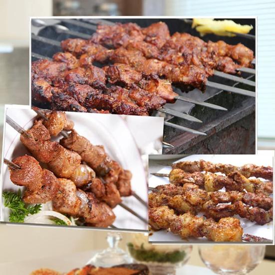 100/200Pcs BBQ Skewers Stainless Steel Heavy Duty Rust Resistant Metal Skewers Outdoor Barbecue Grill Skewers