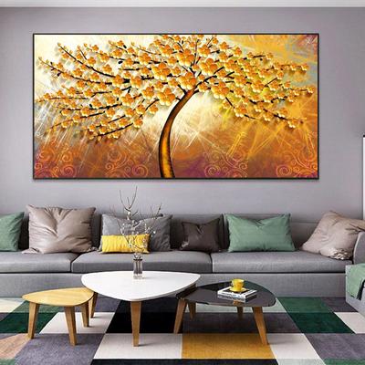 Modern Abstract Posters and Prints Wall Art Canvas Painting Abstract Golden Money Trees Pictures for Living Room Decor No Frame