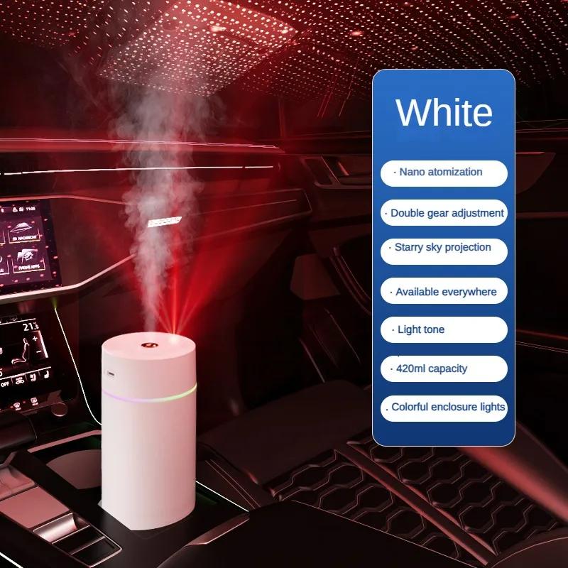 

Автомобильный диффузор Starry Zenithcar, перезаряжаемый через USB увлажнитель, проекция яркого неба, лампа звездного неба, атмосферный светильник, автомобильный диффузор белый