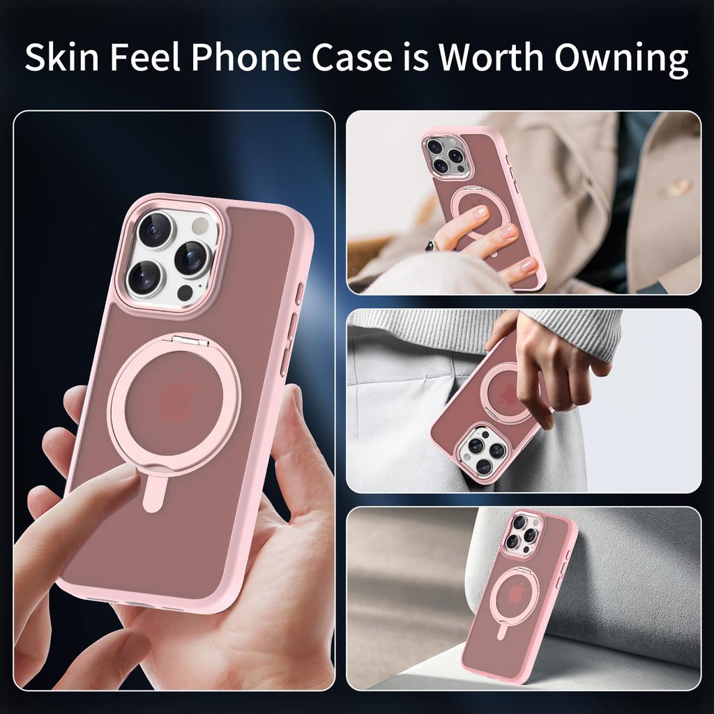 Für iPhone 15 Pro Hülle Magnetischer Ständer TPU+Acryl Handyhülle Hautgefühl