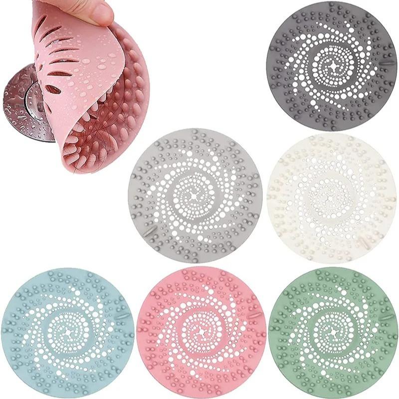 2Pcs Silicone Drain Strainer Household Shower Floor Filter Sink Strainers Hair Catcher for Kitchen Bathroom Accessories