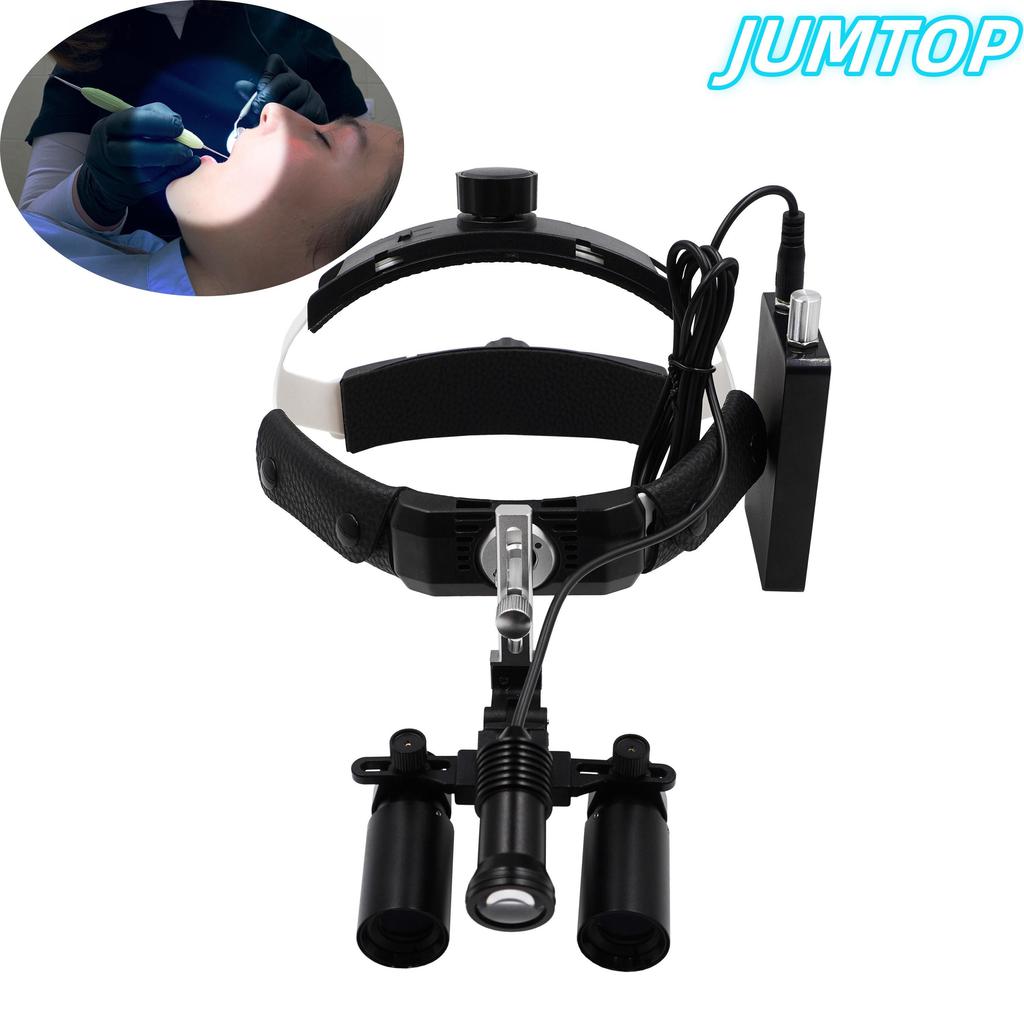 5X/6X Dental Surgical LED Headlight Headband Binocular Loupes Brightness Spot Ajustable Headlamp for ENT Dentist Lab Instrument