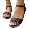 Large Size Sandals Women's 2025 Summer New European and American Woven Elastic Band Roman Shoes Muffin Platform Beach Shoes
