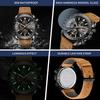 BY BENYAR Chronograph Analog 30M Water Leather Strap Quartz Gift for Brown or Black Men's Watch, Resistant, Simple, Stylish, Popular, Formal,