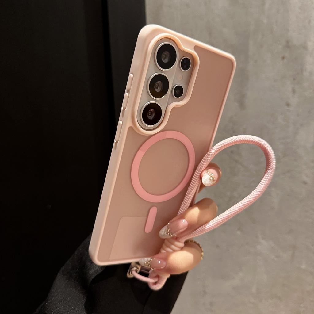 Wrist Strape Thin Magsafe Phone Case for Samsung Galaxy S26 S25 S24 Ultra S23 S22 FE A17 A16 A36 A56 A07 Magnetic Armor Cover