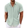 Summer Men's Linen Short Sleeve Shirt Casual Button Down Versatile Simple Top