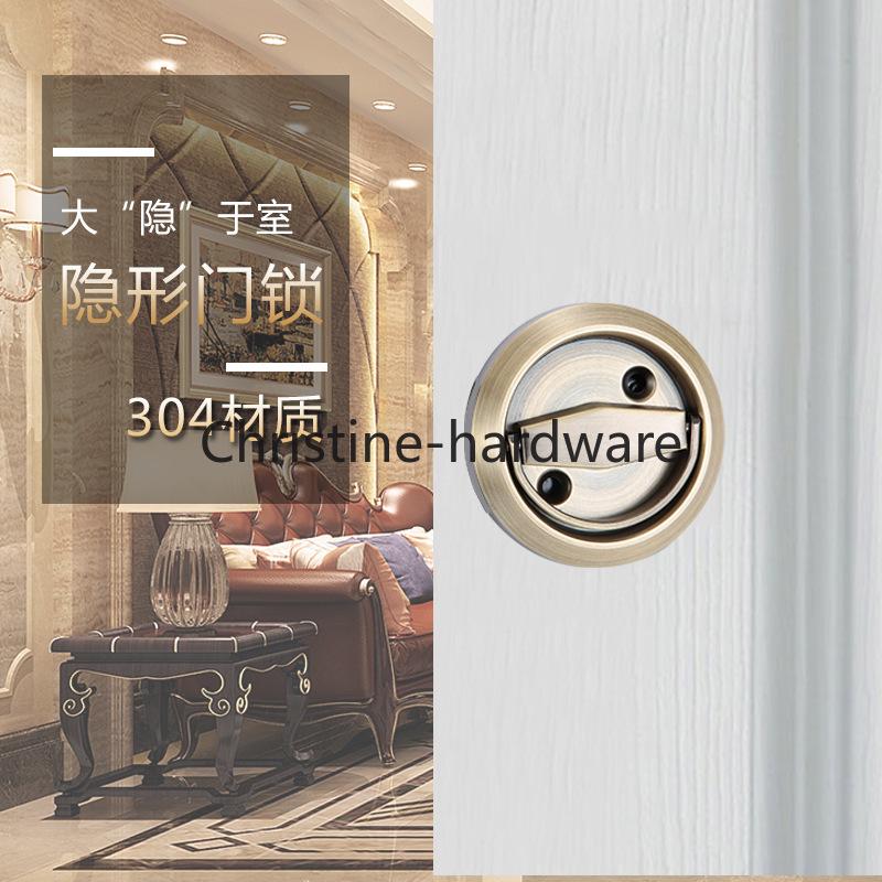 Wholesale Hidden Lock 304 Stainless Steel Single and Double-sided Sliding Door Invisible Pull Ring Concealed Embedded Handle