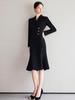 2025 Spring Hepburn Style Women's Black Fishtail Suit Dress: Elegant and Professional