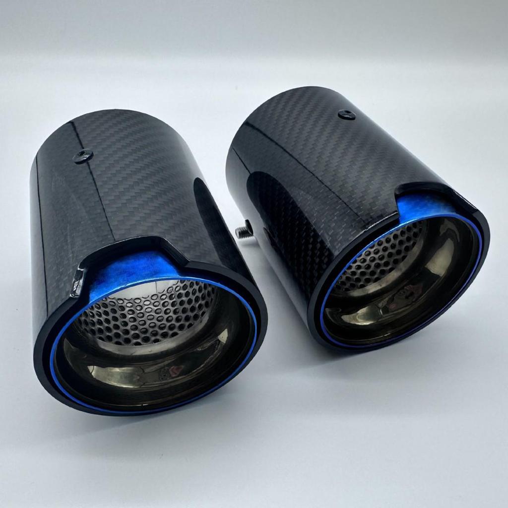 Glänzender Schwarzer Carbonfaser-Auspuffschalldämpfer & Endrohr für BMW M2, M4, E46, F30, F10.