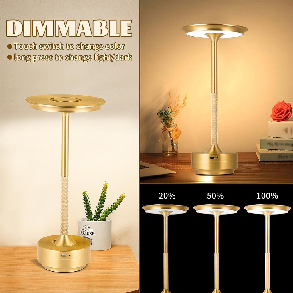 3 Color Table Lamp Restaurant Black Silver Touch Rechargeable Led Gold Usb Lamps Dimmable Bedside Portable Room Creative For Bar