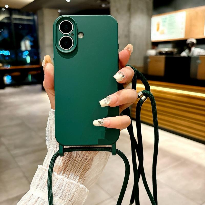 

М’який силіконовий чохол для iPhone 16 Pro 15 14 Plus 13 12 Pro Max 11 Намисто зі шнурком та ремінцем через плече, тонкий захисний чохол для об’єктива солодкого кольору iPhone 16