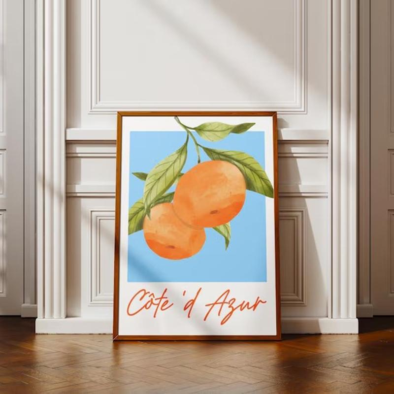 

Côte D Azur Print Frameless Canvas Colorful Poster - Orange Flat Design Style - Cute Apartment Decor Aesthetic Wall Art Poster 21X30CMNo Framed