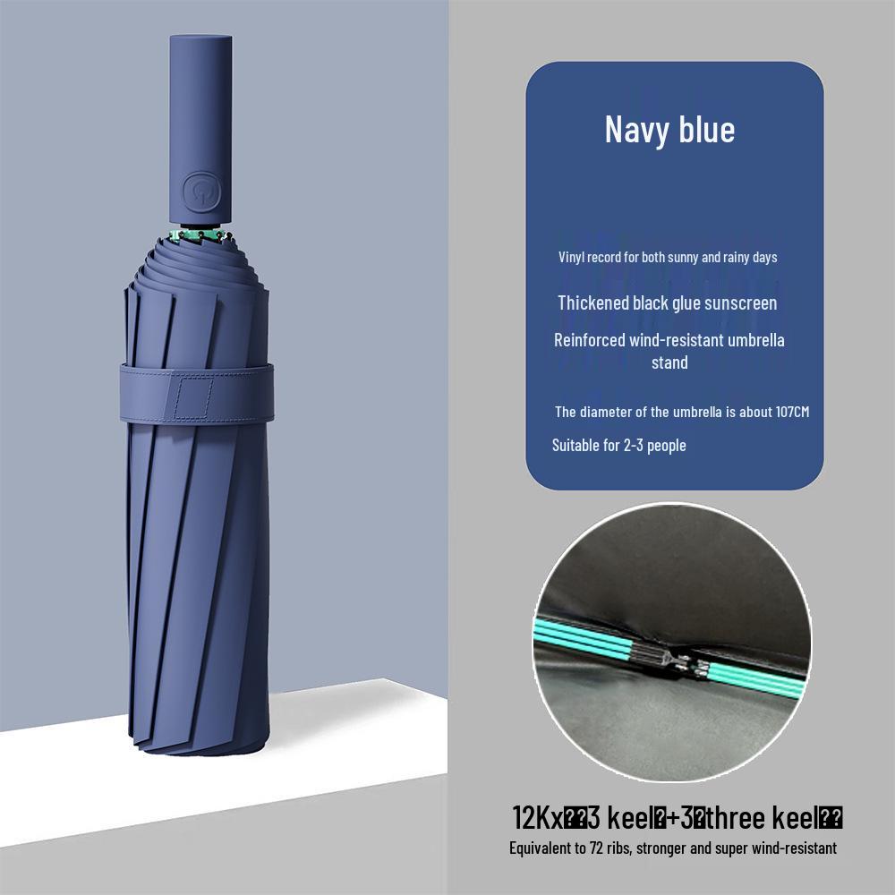 Automated 24-Bone Folding Umbrella, High-Grade Men's Dual-Use for Sun and Rain