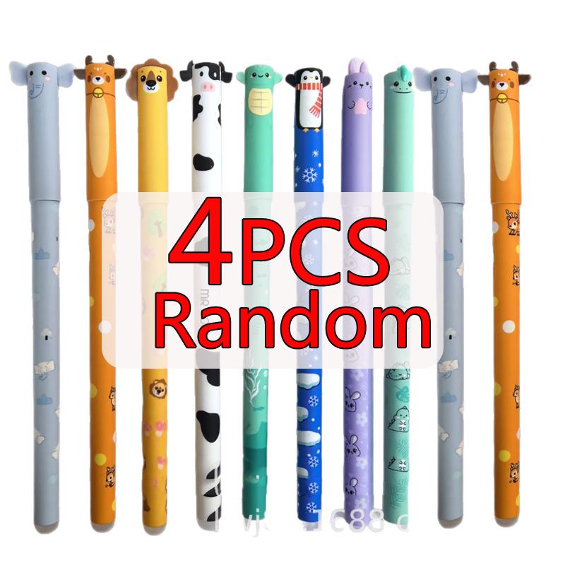 

4/8 шт. Цветные стираемые гелевые ручки с чернилами, которые стираются, милые ручки в виде животных, цвета, наконечник 0,6 мм, тонкие шариковые ручки для школы, офиса, подарка