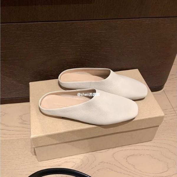 Spot second hair! Fashion versatile new soft square head flats Muller row head slippers women's half slippers