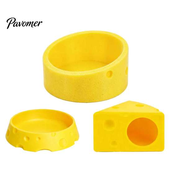Durable Hamster Burrow Cheese Hideout, Funny Cave House, Small Pet Golden Food Bowl, Cage Accessory for Gerbils, Guinea Pigs Animal Nest