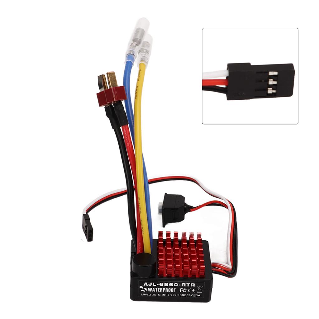 AJL 6860 RTR RC Car Brushed ESC 60A Waterproof Electronic Speed Controller for 110 RC Car Boat