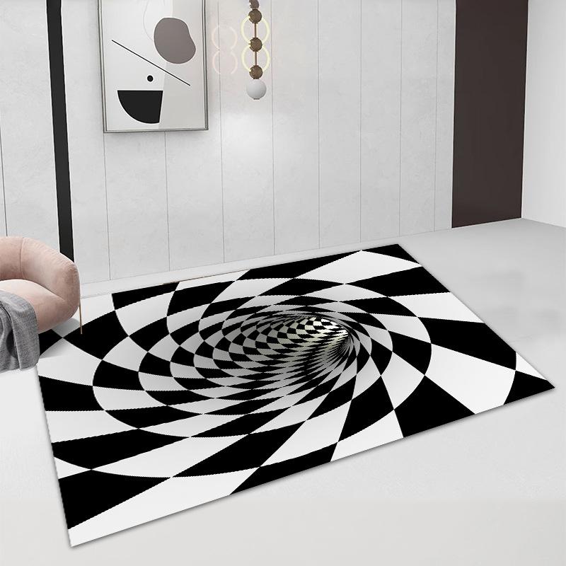 3D Vortex Illusion Carpet Entrance Door Floor Mat Abstract Geometric Optical Doormat Non-slip Floor Mat Living Room Decor Rug