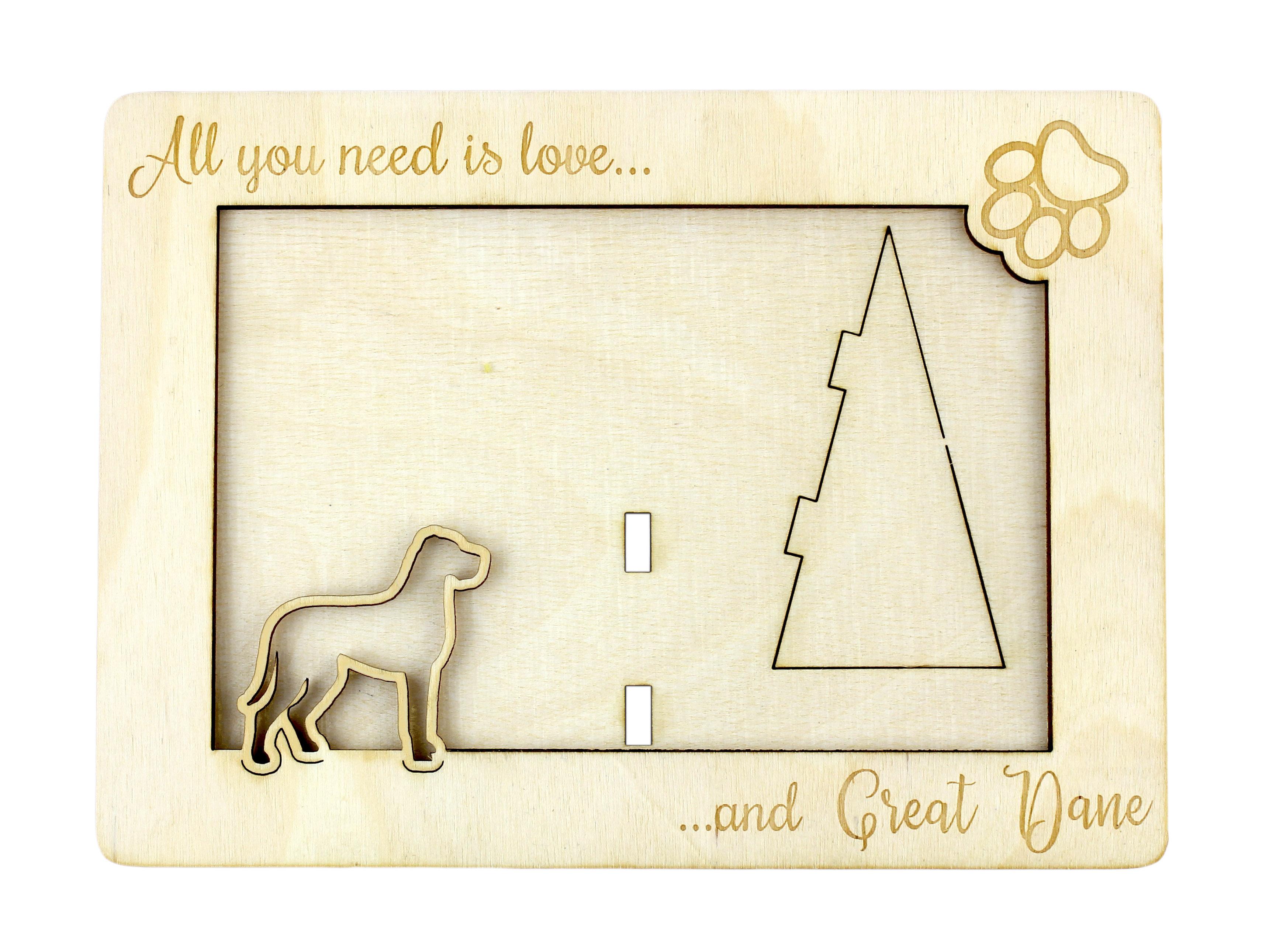 

Great Dane II - Photo frame, engraved wooden frame, a lovely gadget for the dog lover by Art-Dog