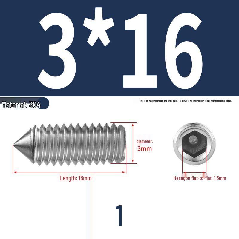12.9 Edelstahl 304 Innensechskant Kegelspitze Gewindestift M2/M3