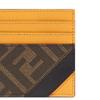 Fendi Color Block Design Six Slot Fabric And Leather Card Holder Men Card Holder Brown Yellow 7M0164-A9XS-F1KJS