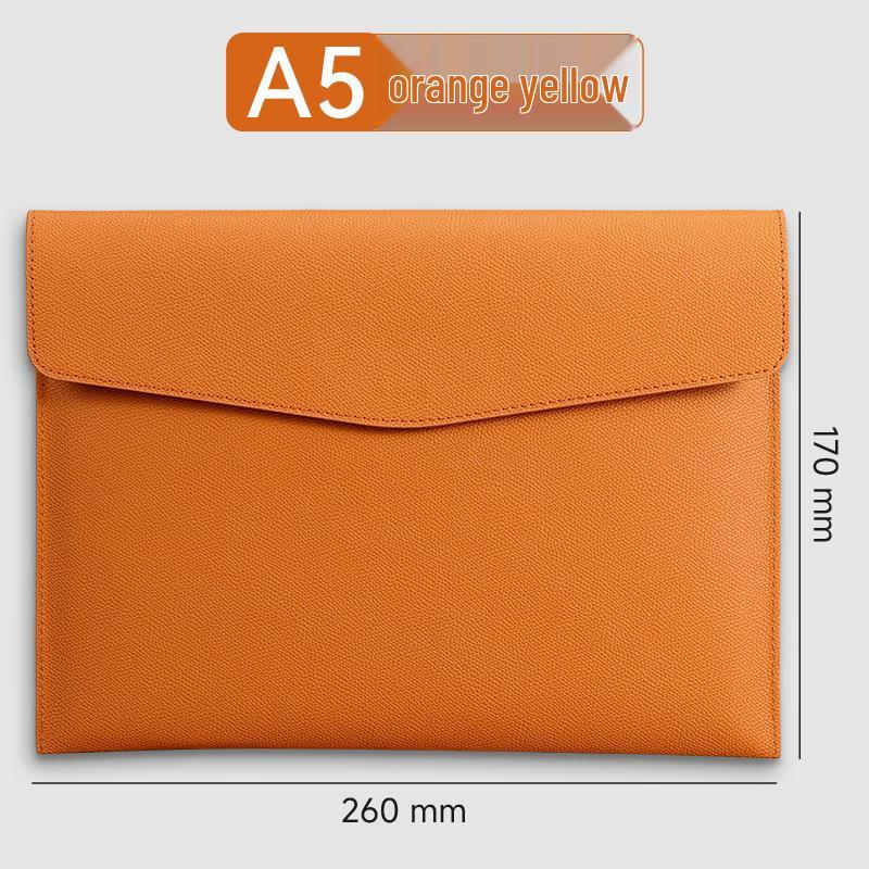 A4 Textured Leather File Bag, Custom Logo, Waterproof, Large Capacity Document Holder