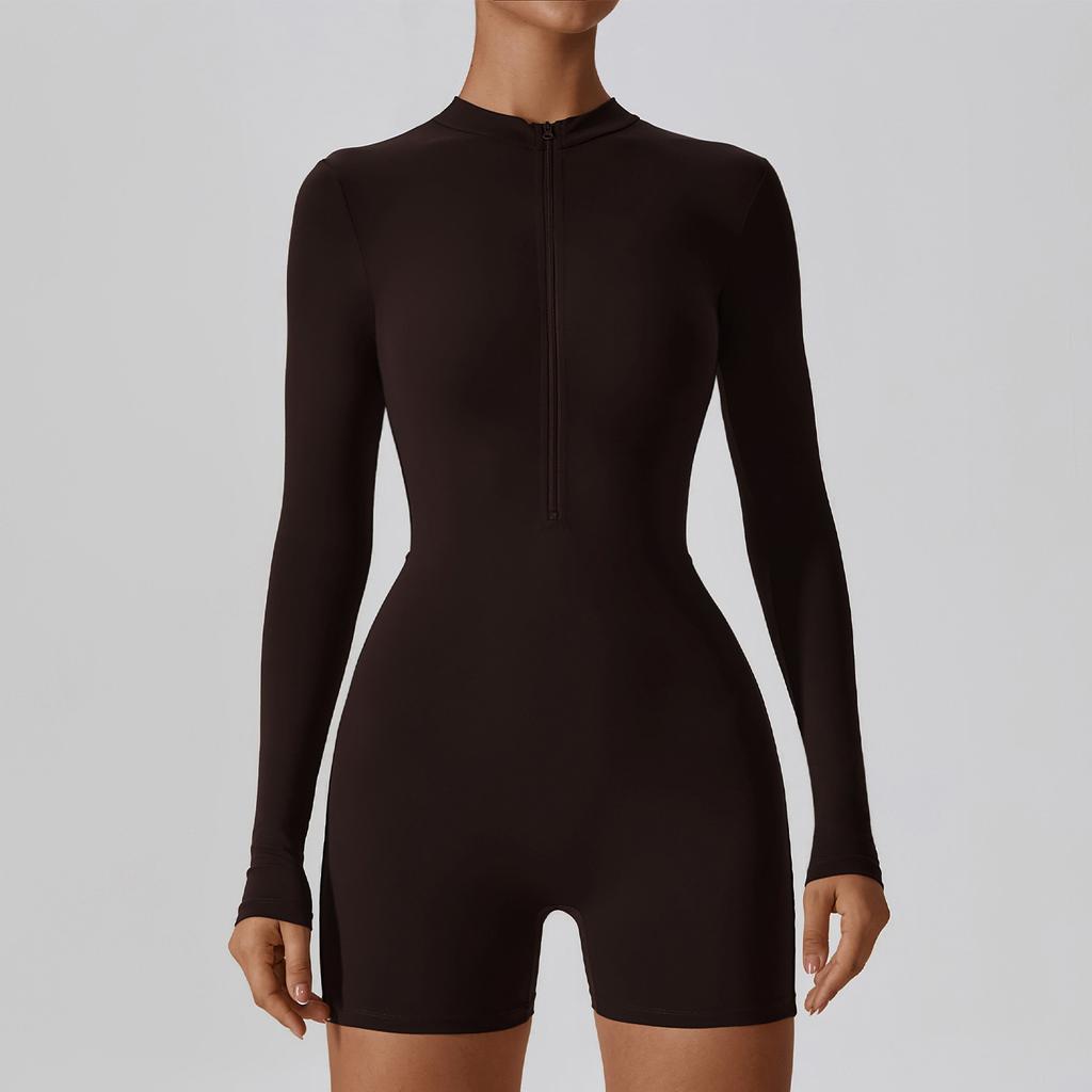 High Elastic Long Sleeve One Piece Sports Yoga Hip Training Pants Jumpsuit Women Fitness Sleeve Bodysuit Sport