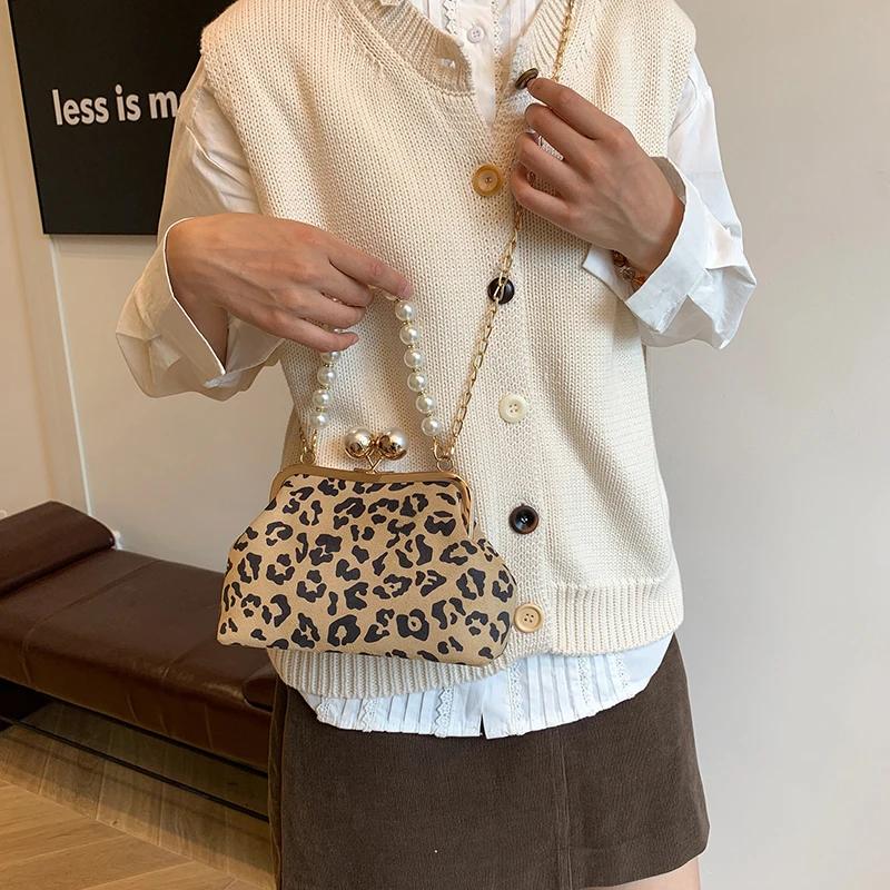 Moda Pérola Bolsas Femininas Luxo Francês Leopardo Estampa Designer Bolsas de Ombro Mulheres Alta Qualidade Cossbody Bolsas para Mulheres
