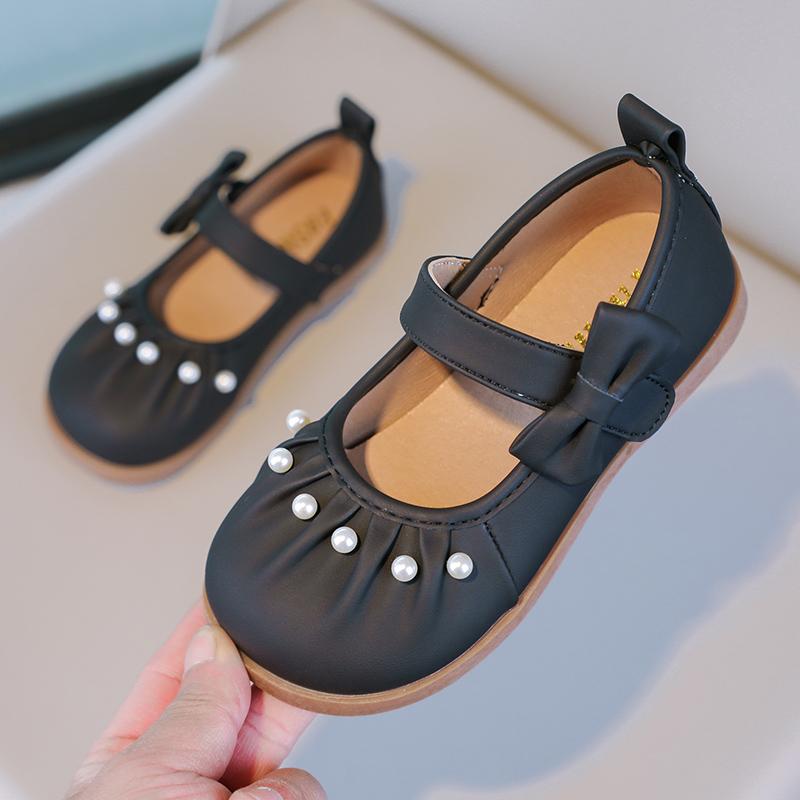 

*Hot Selling Pearl Children s Elegant and Lightweight Bow Flat Shoes Summer Princess Fashion Soft and Comfortable Casual Shoes 26Insole16.2cm чорний
