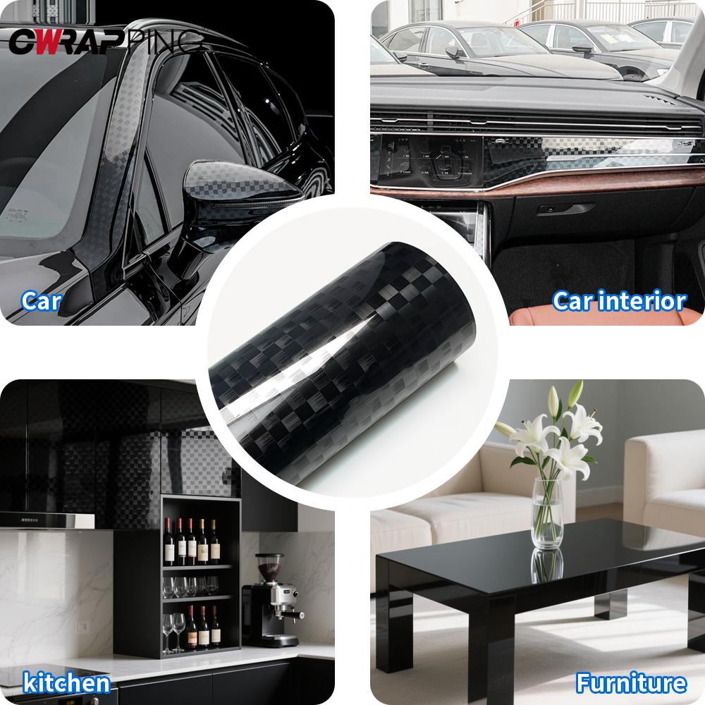 Car Stickers Vinyl Wrap Carbon Fiber Films Black Grid Wrap Decal Auto Body Decoration Stickers for Motorcycle Car Accessories