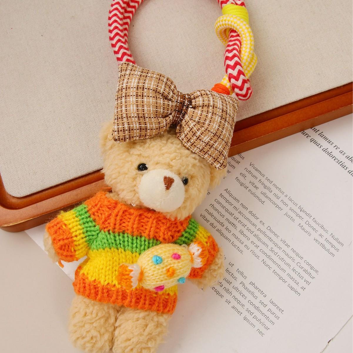ins Korean version original handmade cute plush bear candy bag lanyard doll pendant doll accessories хаки