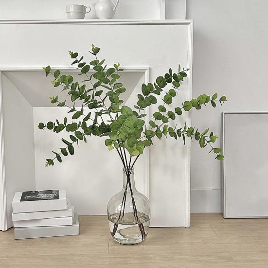 Yousheng Artificial Eucalyptus Flowers 3-Branch Faux Greenery for Wedding Decor And Home Vase Arrangements Realistic 3D Printed Leaves Evergreen All
