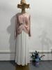 Elegant 2024 Color Block Pleated Dress - European & American Autumn Fashion for Women