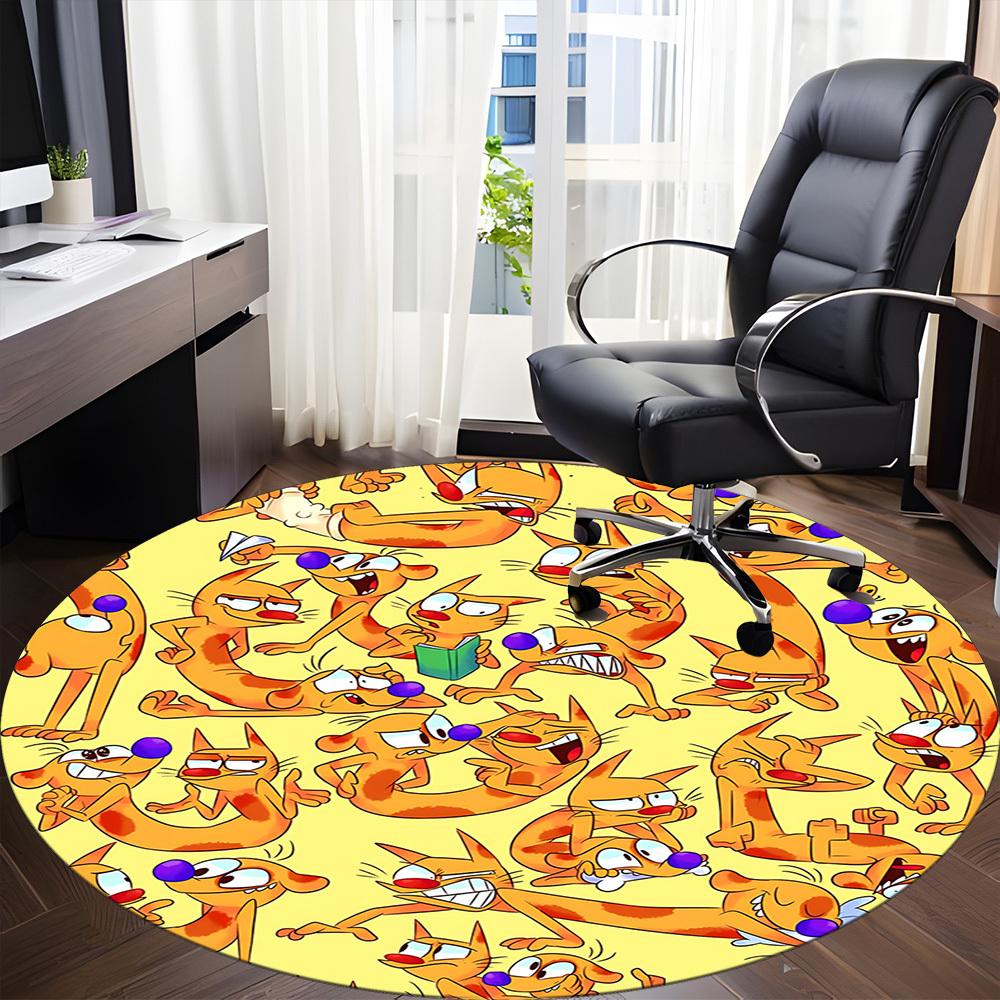 1 Stück Katze Hund Büro Runder Teppich, Schlafzimmer Wohnzimmer Heimdeko, Zimmerdeko, Offic a1016120
