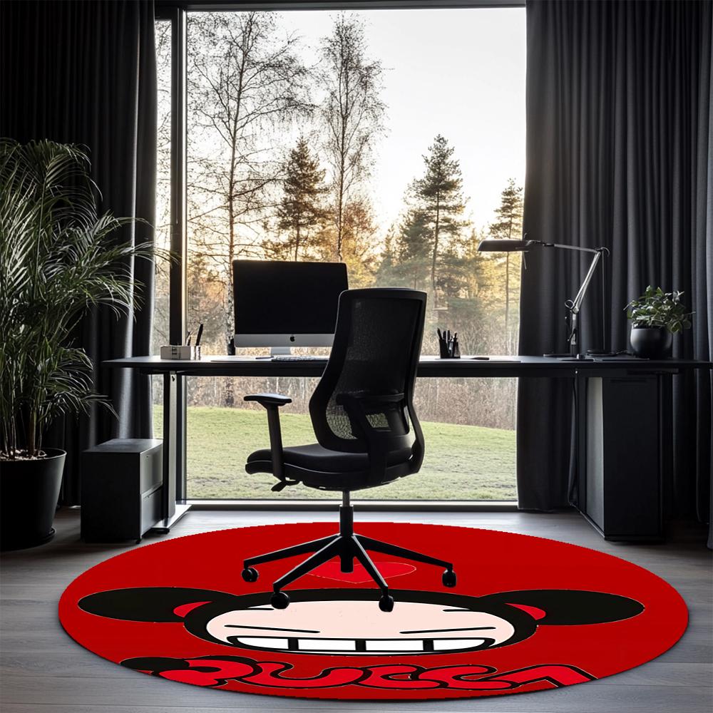 Pucca Printed Round Rug Carpet Chair Rug Area Rug Entryway Doormats,for Office Chair Living Room Bedroom Kitchen Room.