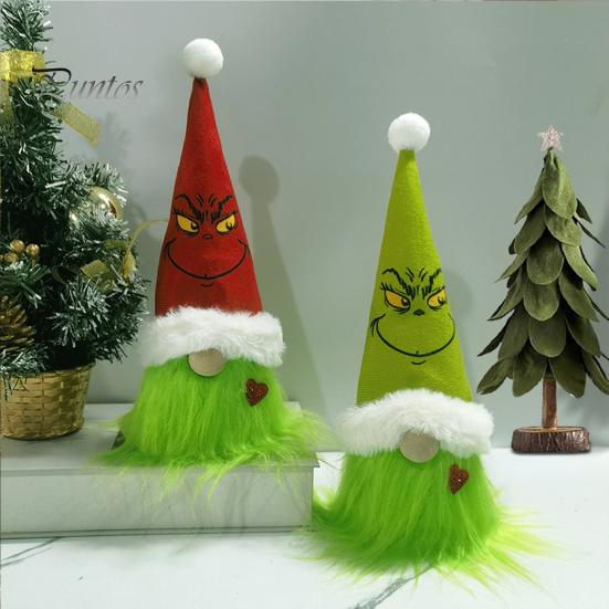 Seasonal Decorative Hanging Items Christmas Tree Green Haired Plush Ornament, Stuffed Animal Doll Dwarf Indoor Outdoor Holiday Decor Figurine, Festive
