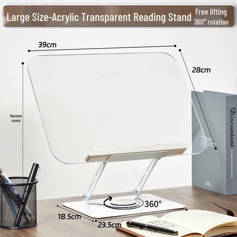 Rotating Transparent Acrylic Desktop Stand: Book, Music, Tablet Holder