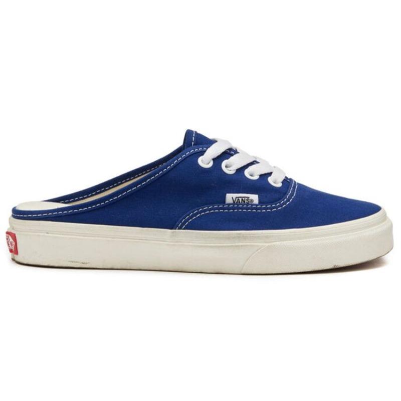 Vans Authentic Series Canvas Mule Slip On Mule Casual Wear Resistant Breathable Low Top Skate Shoes Unisex White Blue VN0A54F72BK
