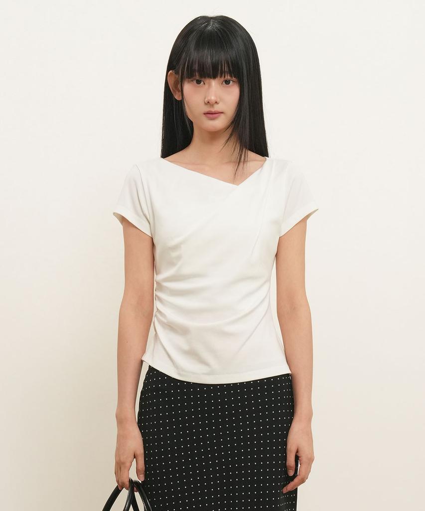 GENERALIDEA Drape Shirred Jersey Blouse [Off White] / Gf2Lts527