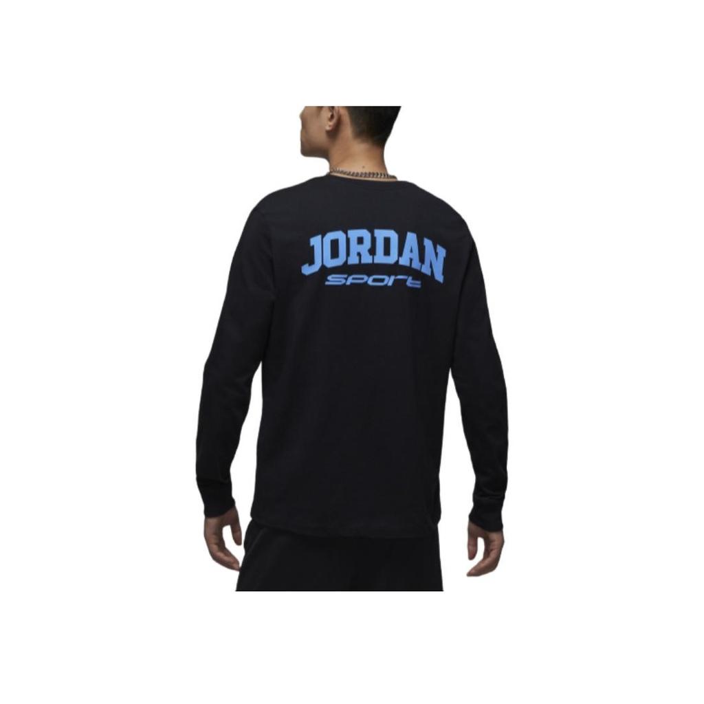 Jordan Dri Fit Sport Crew Neck Graphic Casual Long Sleeve T Shirt Men Tops Black Legendary-Blue FZ1982-011