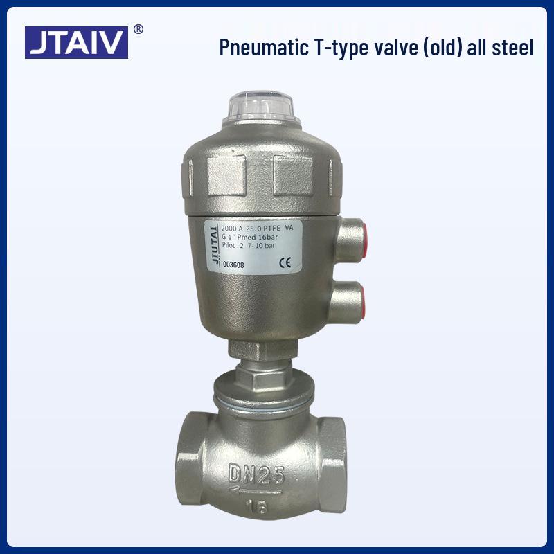 High-Temperature Pneumatic Shut-off Valve, 304 Stainless Steel Threaded T-Type Angle Seat Drum Water Valve